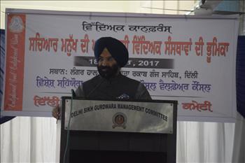 S. Manjinder Singh Sirsa, General Secretary, DSGMC, sharing words of wisdom with delegates