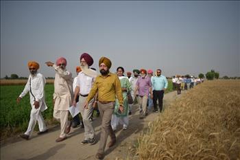 Dr. Jasbir Singh, Director Agriculture, Punjab and Dr. Nachhattar Singh, Director, Atam Pargas on visit to the village Bassian